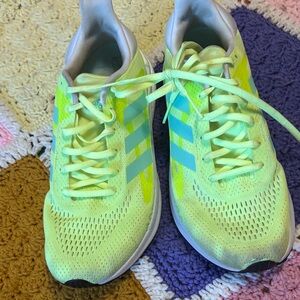 Adidas Mens Lime Green and Light Blue Sneakers